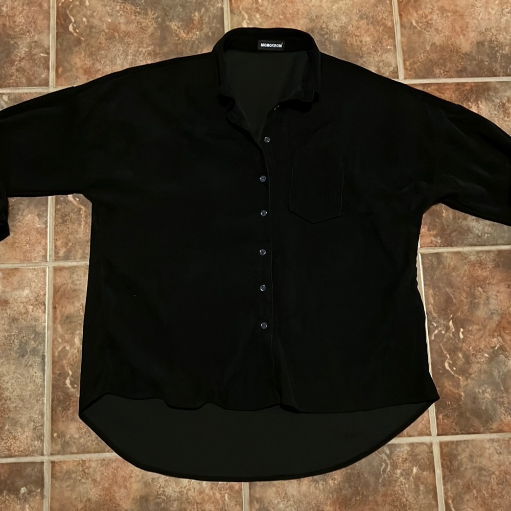 Black corduroy oversized top
